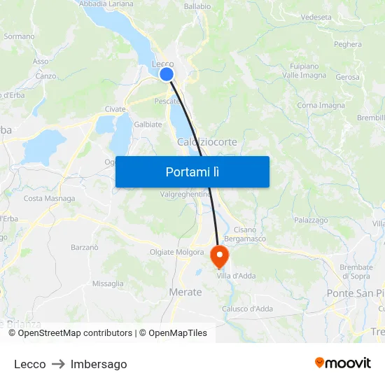 Lecco to Imbersago map