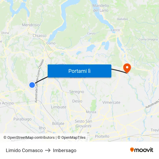Limido Comasco to Imbersago map