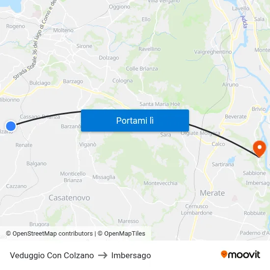 Veduggio Con Colzano to Imbersago map