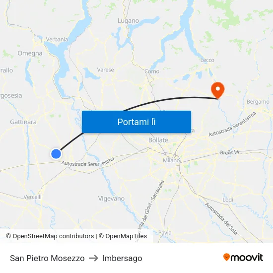 San Pietro Mosezzo to Imbersago map