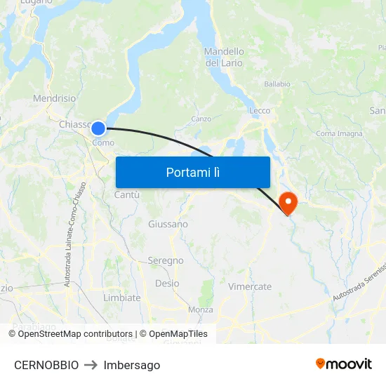 CERNOBBIO to Imbersago map
