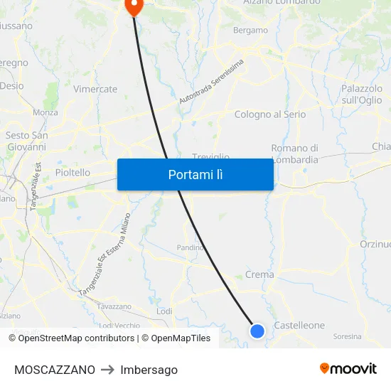 MOSCAZZANO to Imbersago map