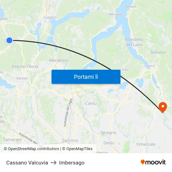 Cassano Valcuvia to Imbersago map