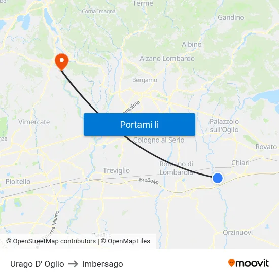 Urago D' Oglio to Imbersago map