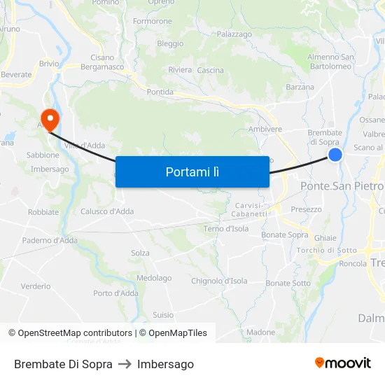 Brembate Di Sopra to Imbersago map