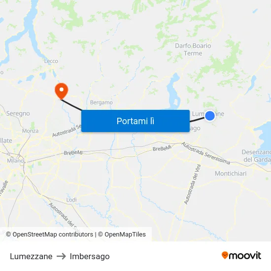 Lumezzane to Imbersago map
