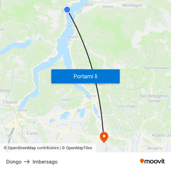 Dongo to Imbersago map