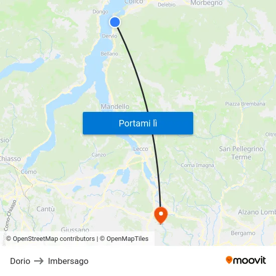 Dorio to Imbersago map