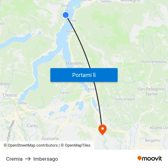 Cremia to Imbersago map