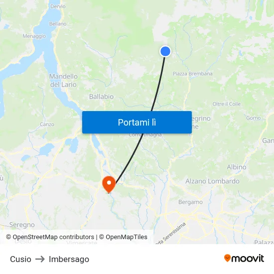 Cusio to Imbersago map