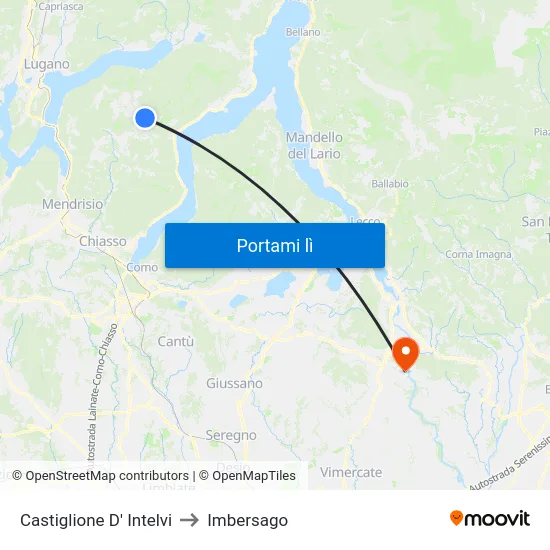 Castiglione D' Intelvi to Imbersago map