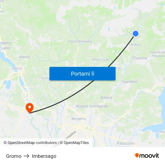 Gromo to Imbersago map