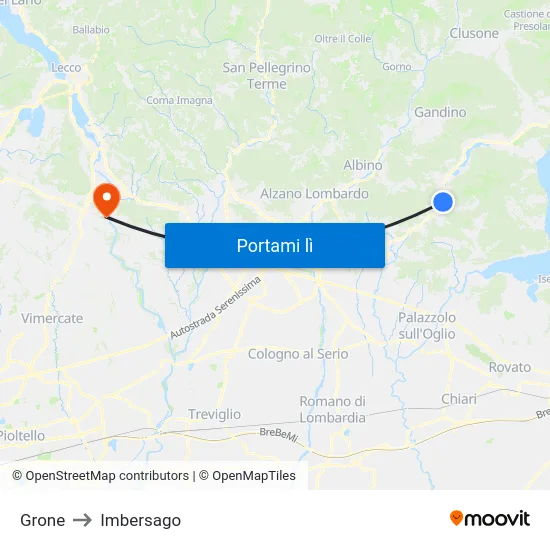 Grone to Imbersago map