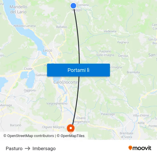 Pasturo to Imbersago map