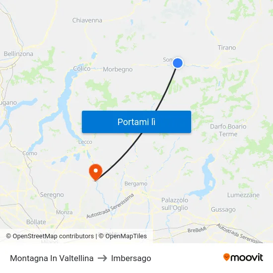 Montagna In Valtellina to Imbersago map