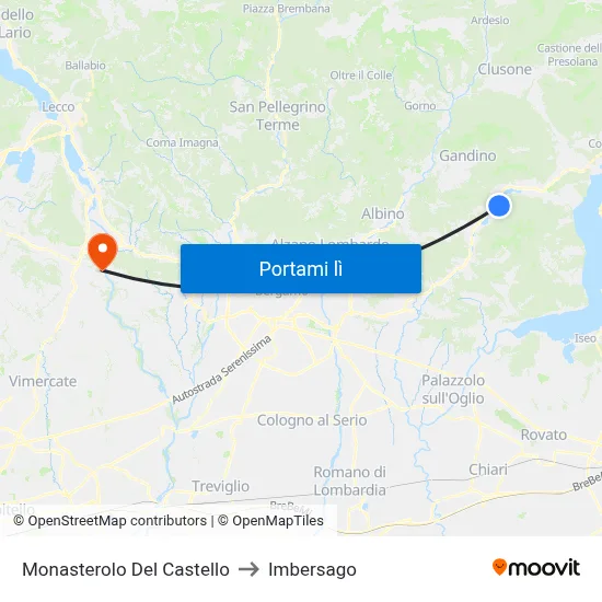 Monasterolo Del Castello to Imbersago map