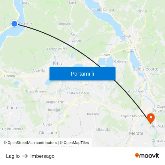 Laglio to Imbersago map