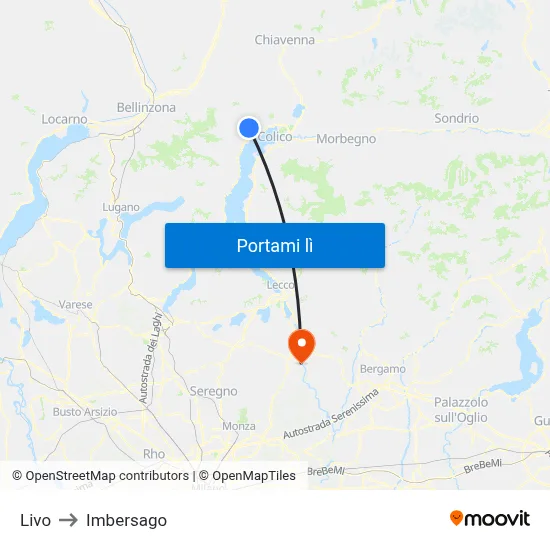 Livo to Imbersago map