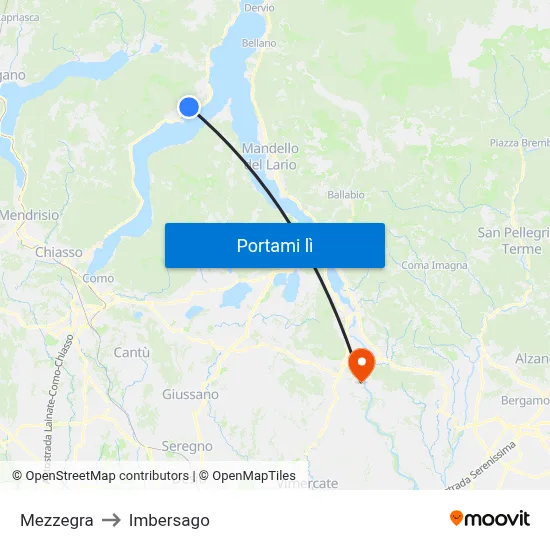 Mezzegra to Imbersago map