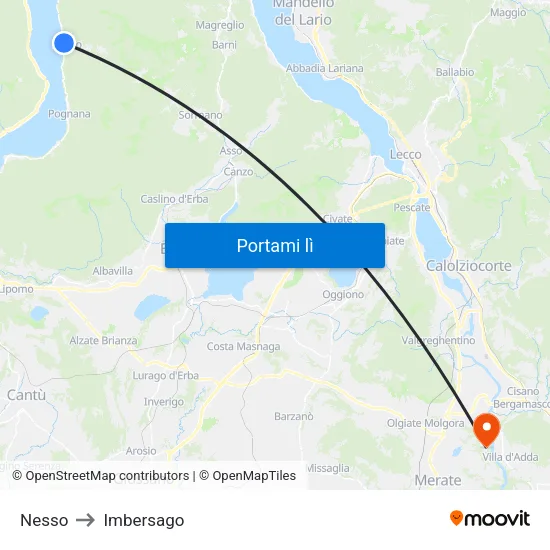 Nesso to Imbersago map