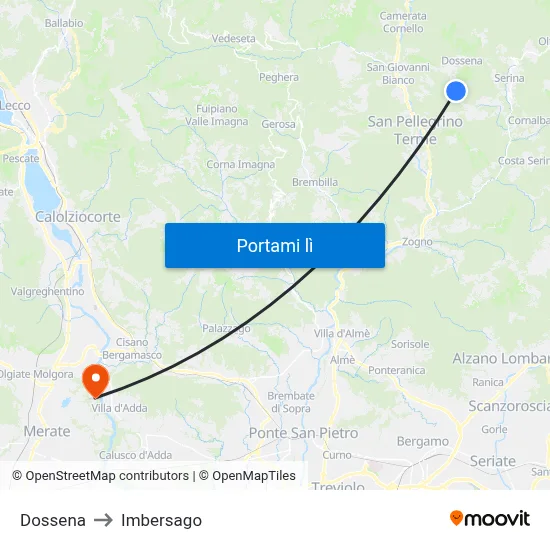 Dossena to Imbersago map