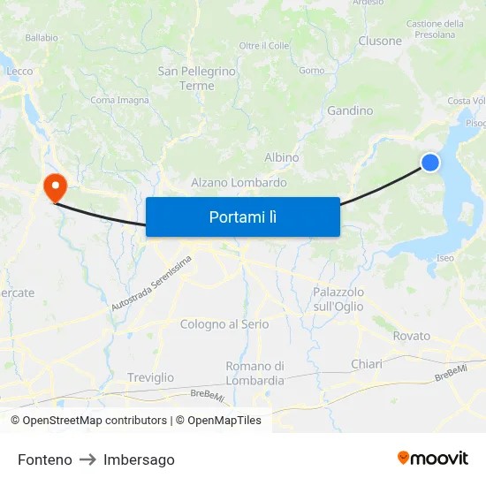 Fonteno to Imbersago map