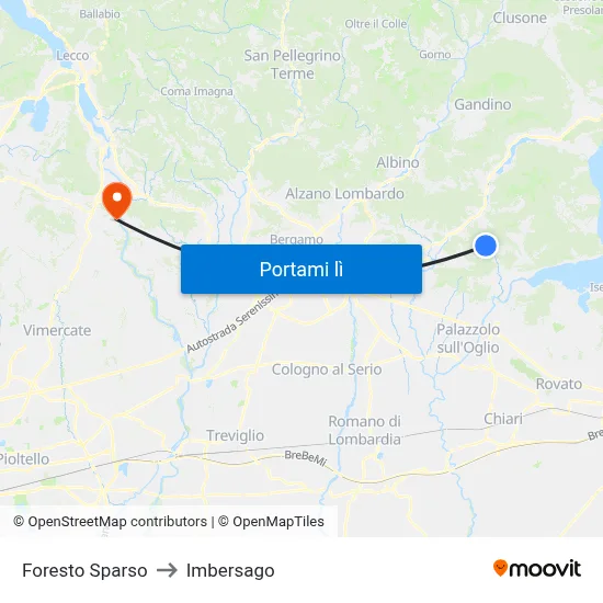 Foresto Sparso to Imbersago map
