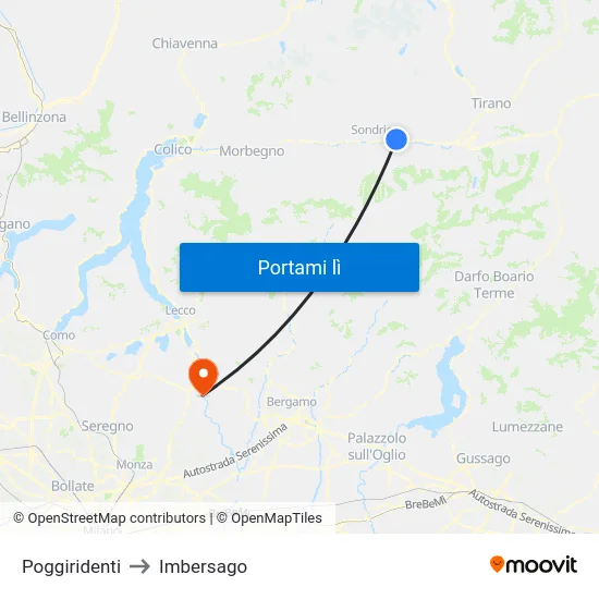 Poggiridenti to Imbersago map