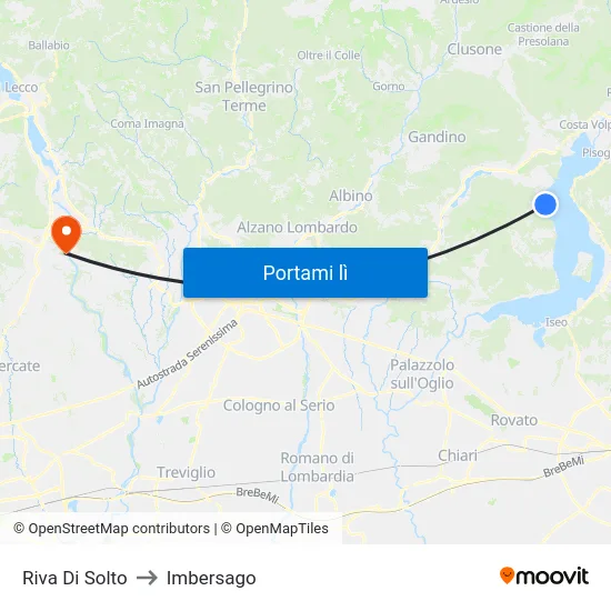 Riva Di Solto to Imbersago map
