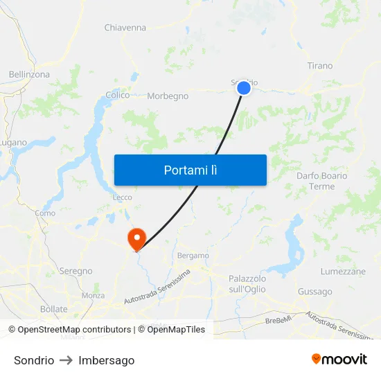 Sondrio to Imbersago map