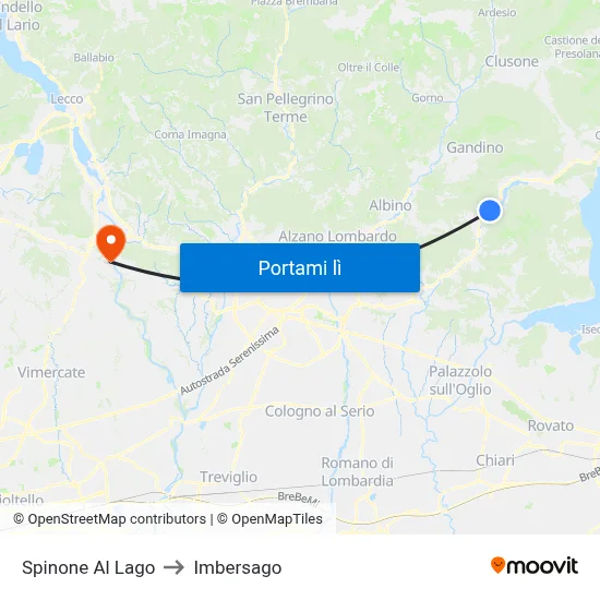 Spinone Al Lago to Imbersago map