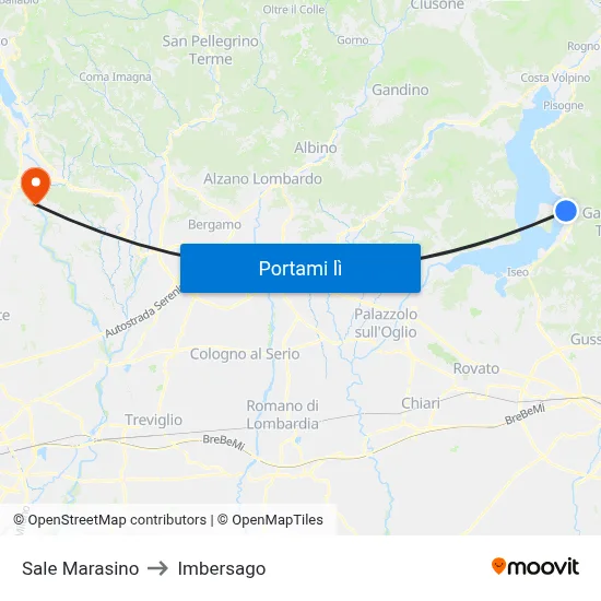 Sale Marasino to Imbersago map