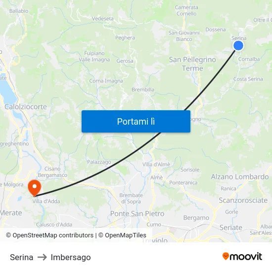 Serina to Imbersago map