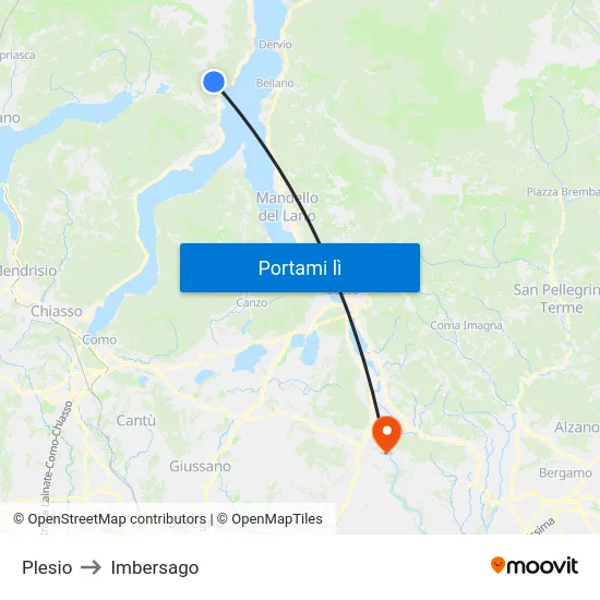 Plesio to Imbersago map