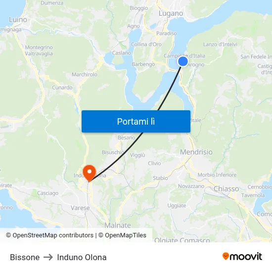 Bissone to Induno Olona map