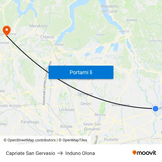 Capriate San Gervasio to Induno Olona map
