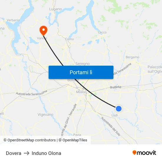 Dovera to Induno Olona map