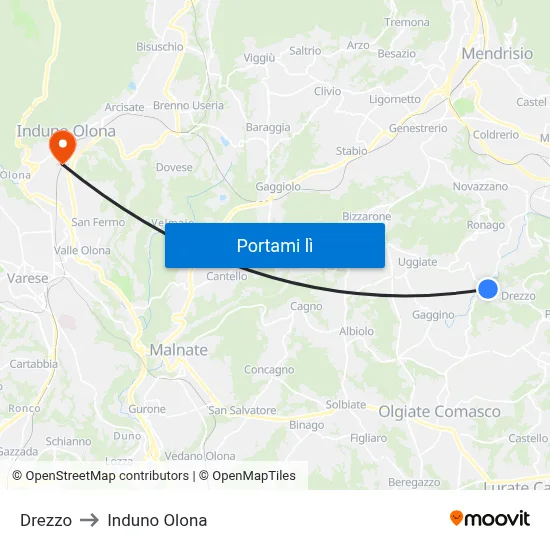 Drezzo to Induno Olona map