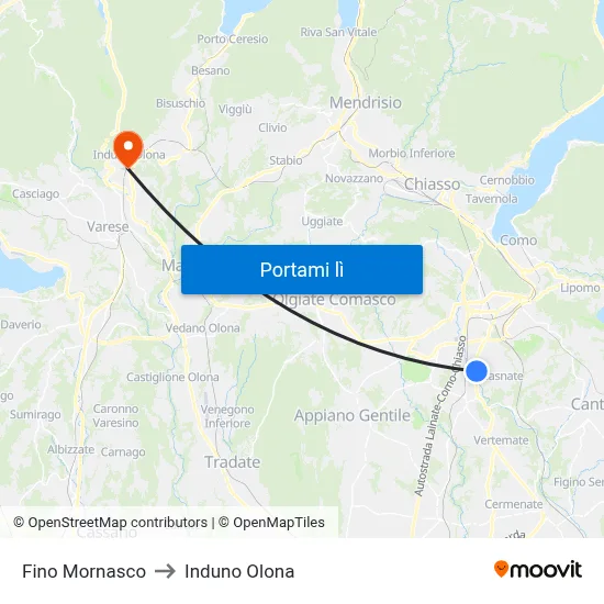 Fino Mornasco to Induno Olona map