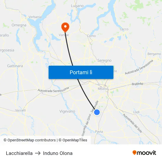 Lacchiarella to Induno Olona map