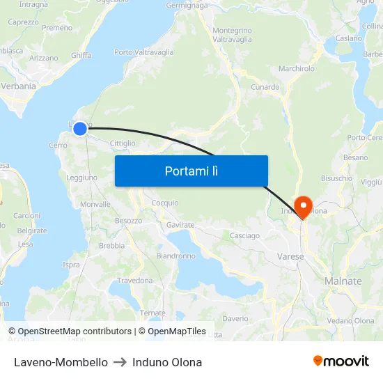 Laveno-Mombello to Induno Olona map