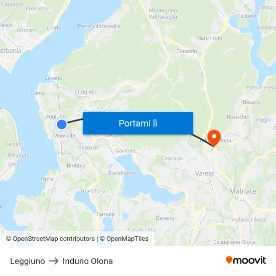 Leggiuno to Induno Olona map