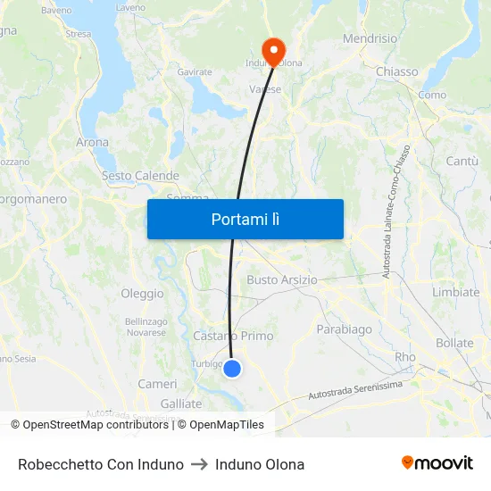 Robecchetto Con Induno to Induno Olona map