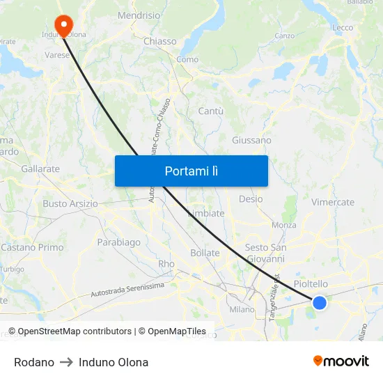 Rodano to Induno Olona map
