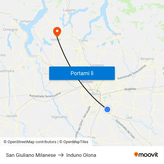 San Giuliano Milanese to Induno Olona map