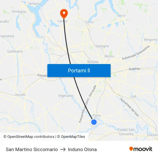 San Martino Siccomario to Induno Olona map