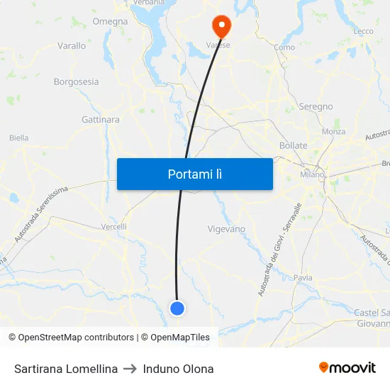 Sartirana Lomellina to Induno Olona map