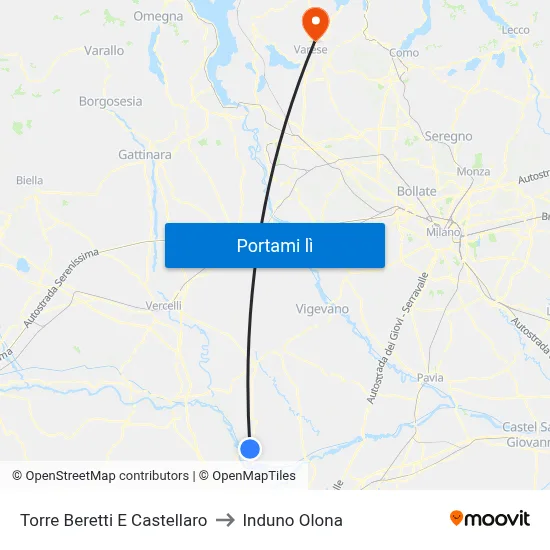 Torre Beretti E Castellaro to Induno Olona map