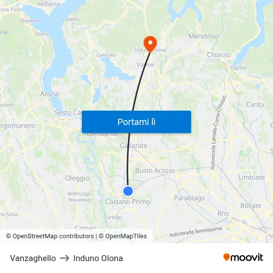 Vanzaghello to Induno Olona map