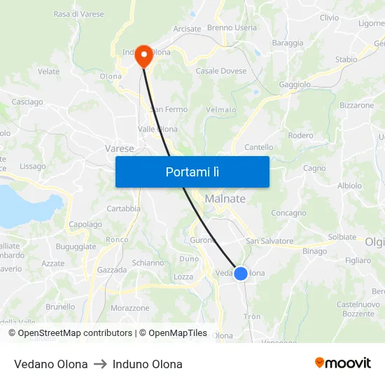 Vedano Olona to Induno Olona map